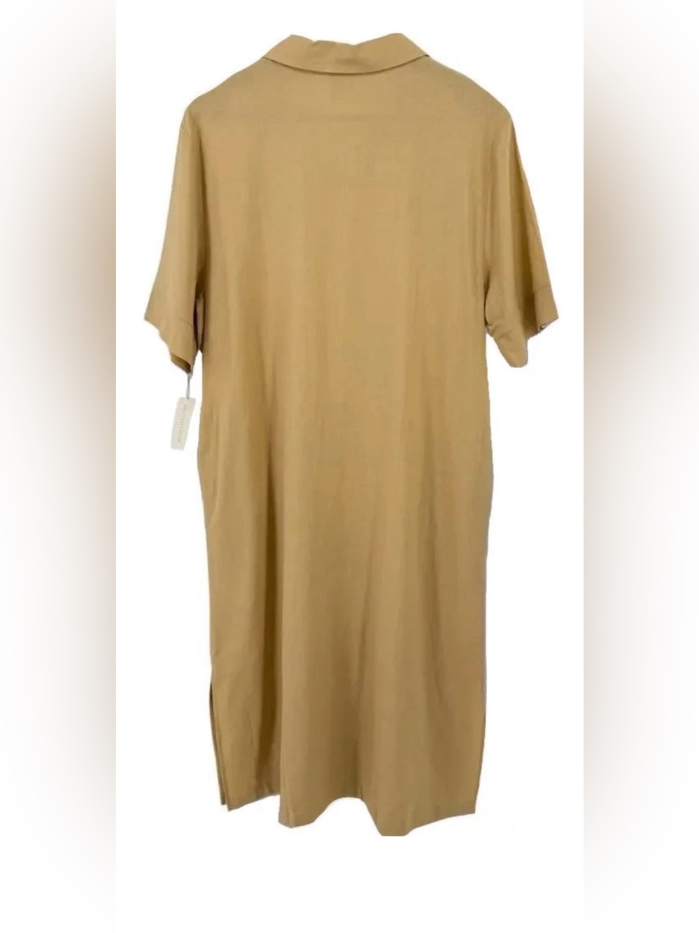 NEW Size L Womens Nottibianche Casual Linen Maxi House Dress Pockets Tan $58 - Picture 8 of 9